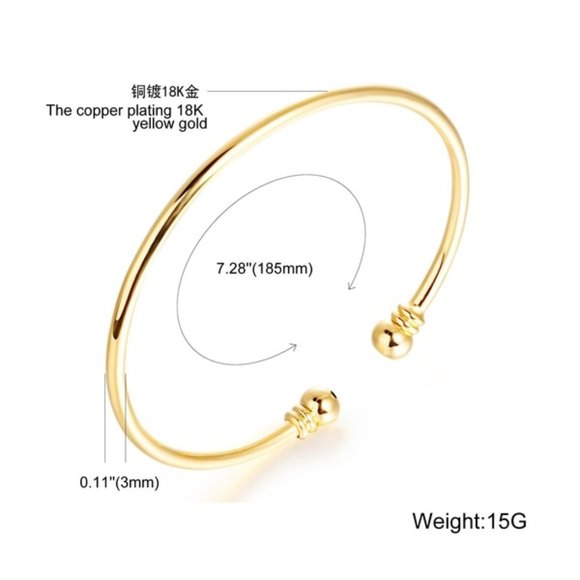18K Gold Plated Bangle Bracelet - Picture 2 of 4